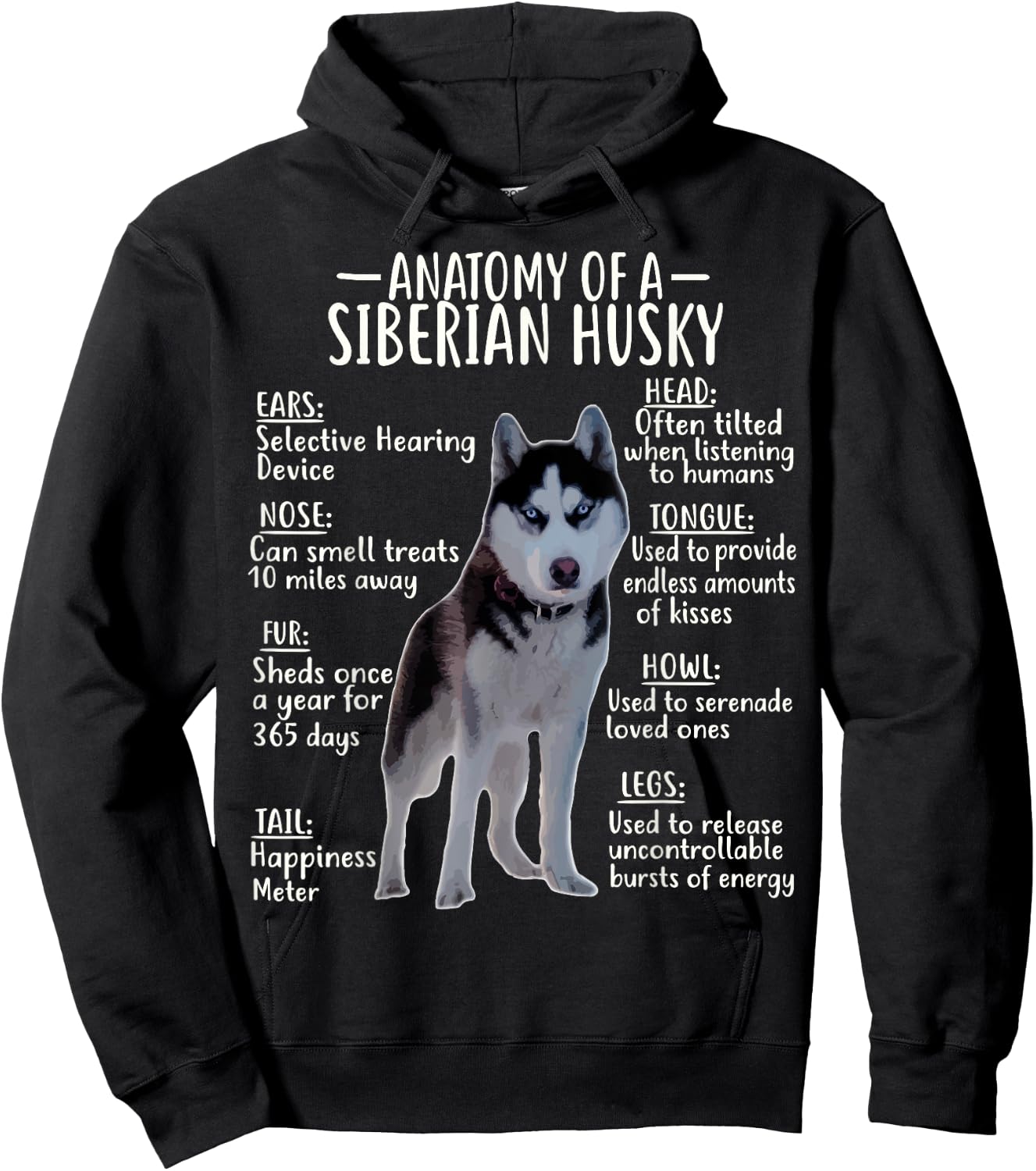 Anatomy Of A Siberian Husky Hoodie - Hoodie | Black