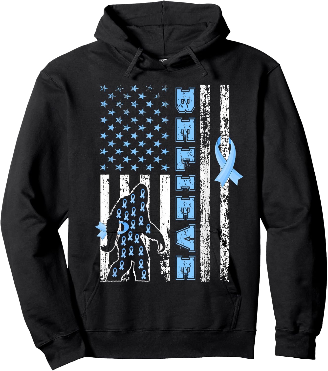 Believe Bigfoot Prostate Cancer Awareness US Flag Hoodie - Hoodie | Black