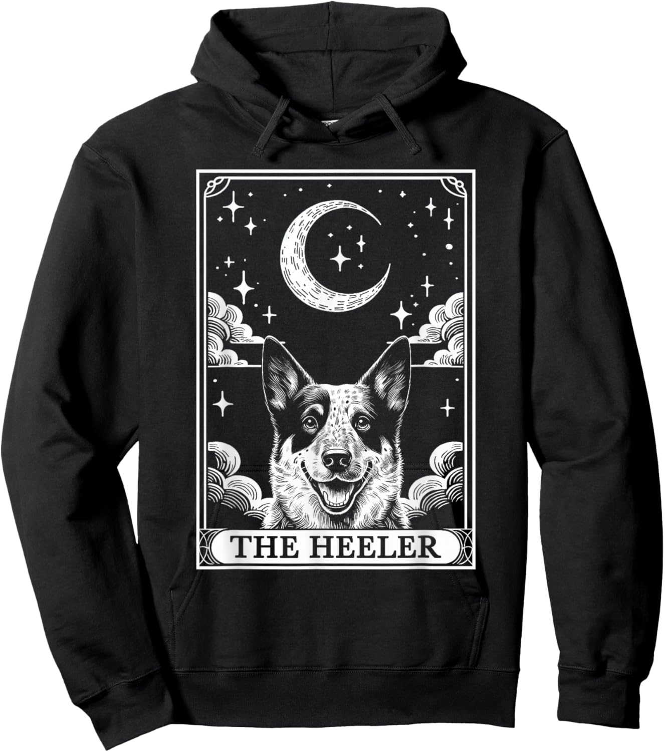 Tarot Card Vintage Crescent Moon Australian Cattle Dog Mom Hoodie - Hoodie | Black