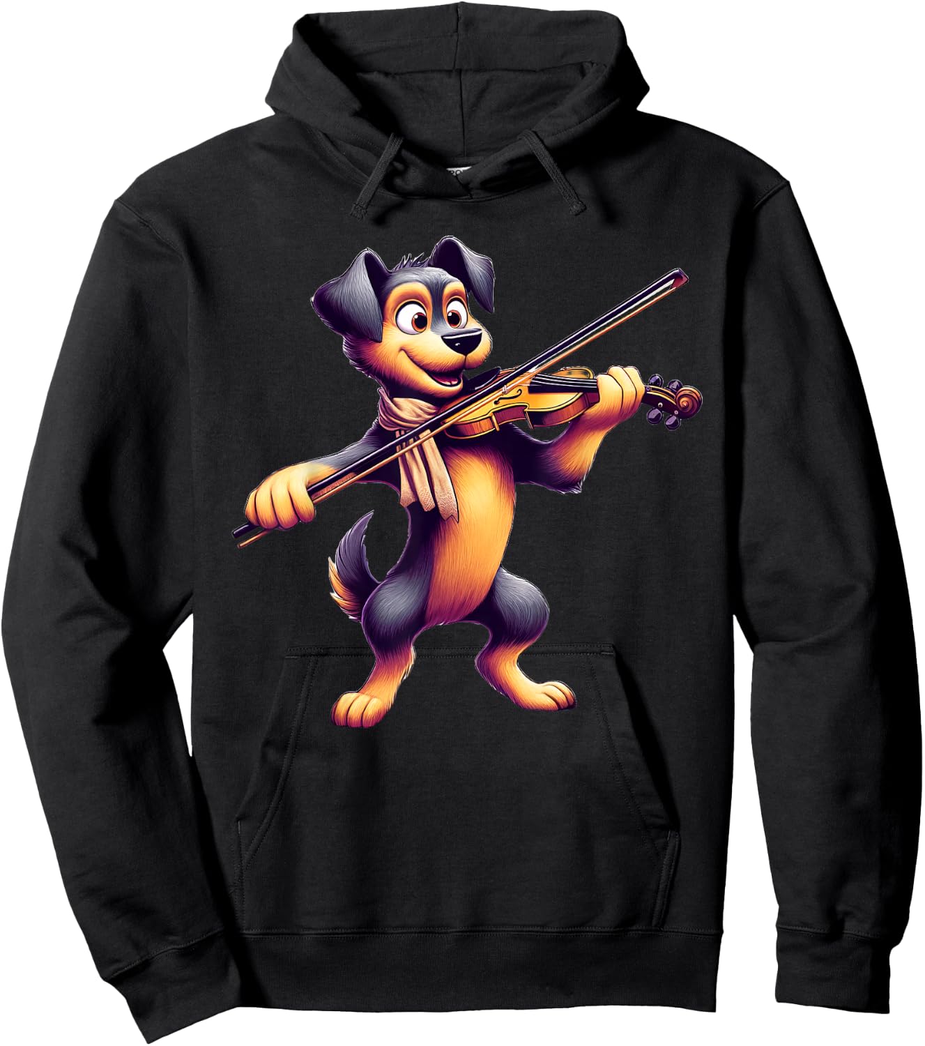 Cute Dog Playing Violin Dogs Musician Music Men Women Kids Hoodie - Hoodie | Black