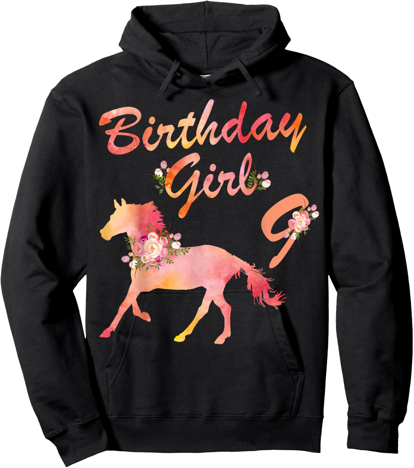 Horse Lover 9th Birthday For Girls Love Horses 9 Years Old Hoodie - Hoodie | Black