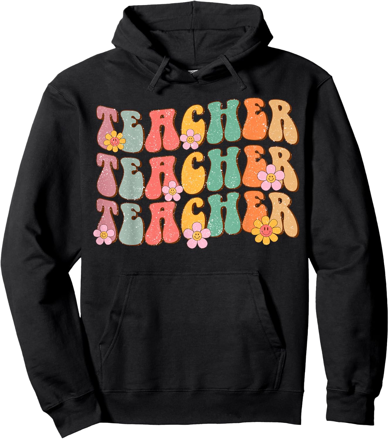 Groovy Teacher Cute Daisy Flower Retro Back to School Hoodie - Hoodie | Black