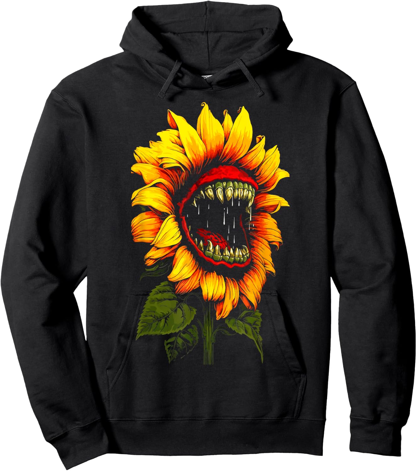 Sunflower Horror Sinister Sunflower Funny Humor Flower Hoodie - Hoodie | Black