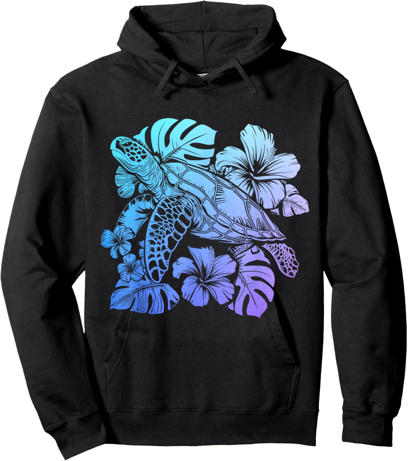 Sea Turtle Hawaiian Flowers Hawaii Scuba Diving Diver Hoodie - Hoodie | Black