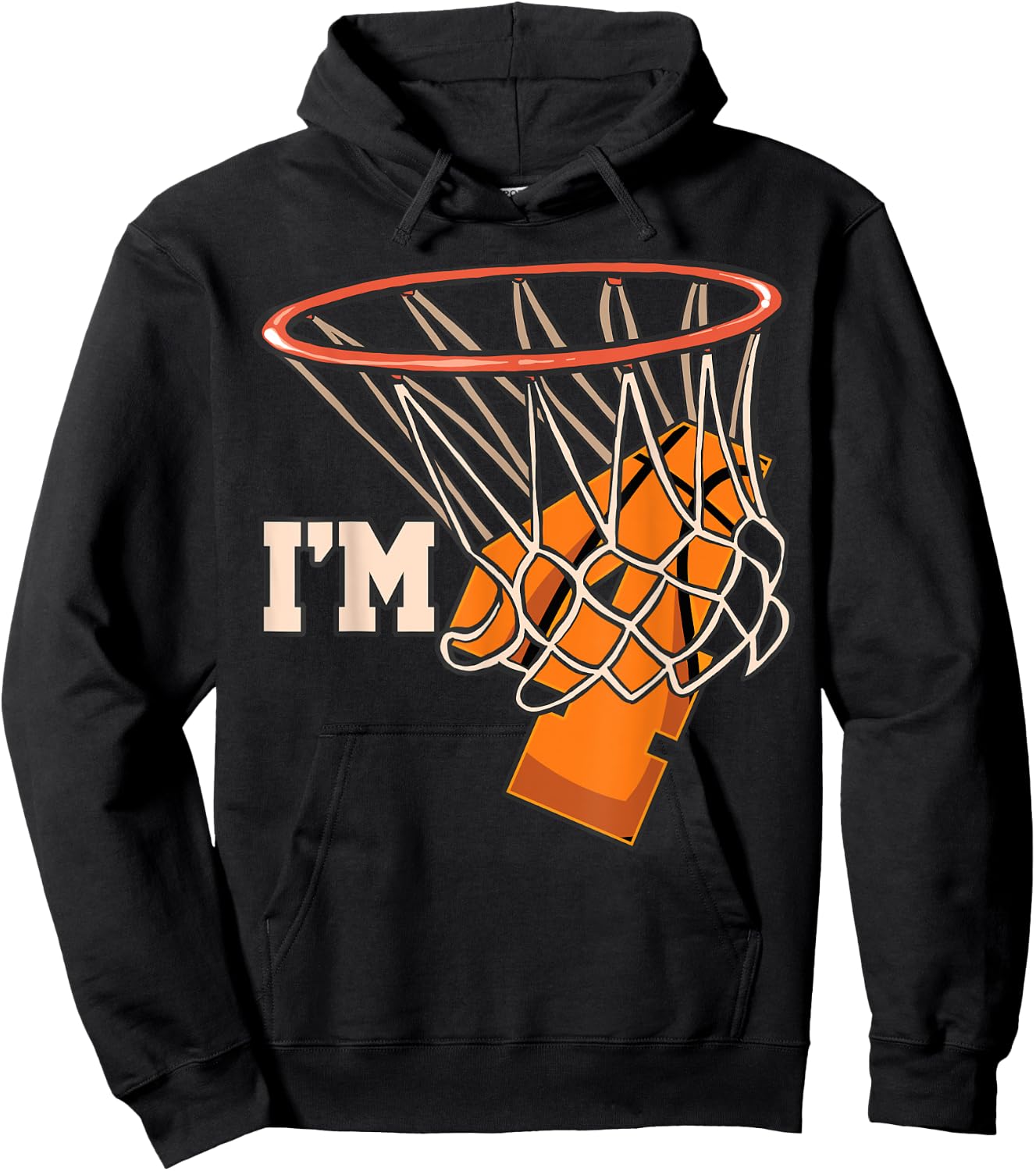 I'm 4 Basketball Theme Birthday Party Celebration 4th Hoodie - Hoodie | Black