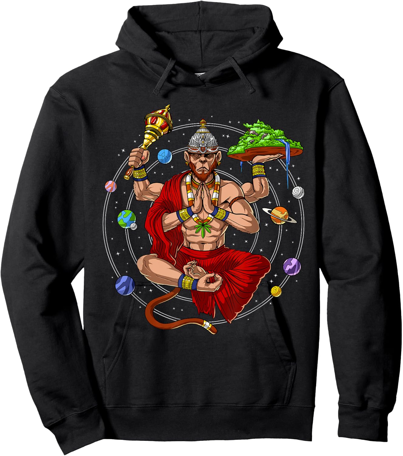 Hanuman Hindu God Monkey Yoga Meditation Hinduism Mythology Hoodie - Hoodie | Black