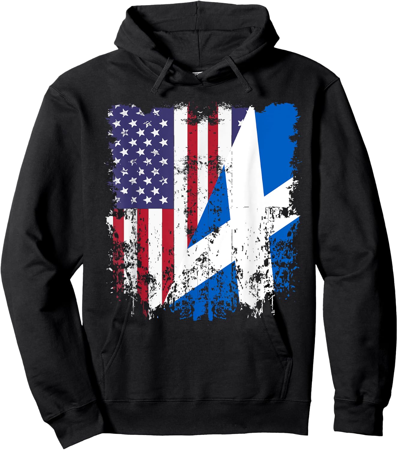 Scottish Roots Half American Flag Scotland Flag Girls Kids Men Hoodie - Hoodie | Black