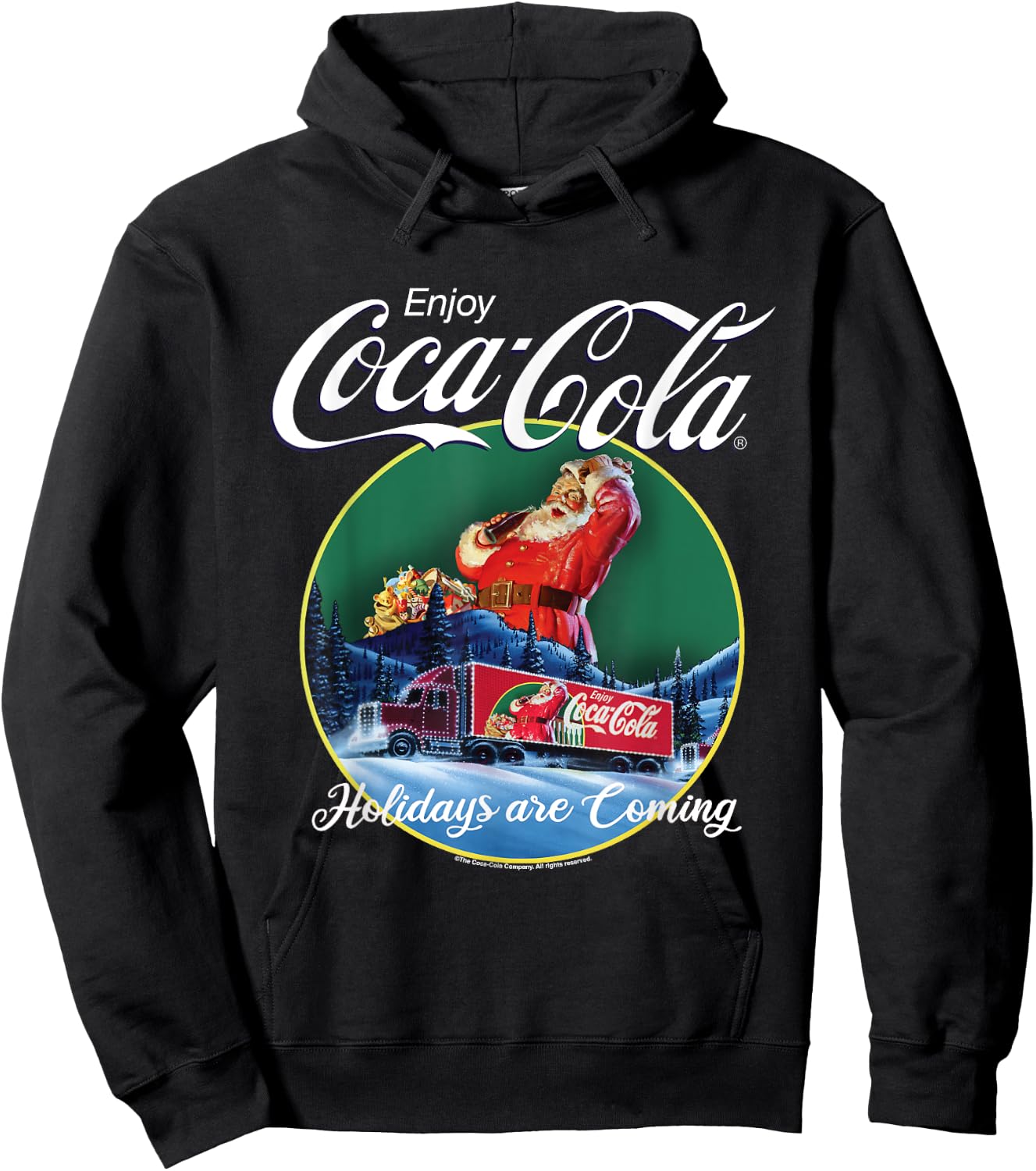 Coca Cola Christmas Holidays Are Coming Truck Hoodie - Hoodie | Black