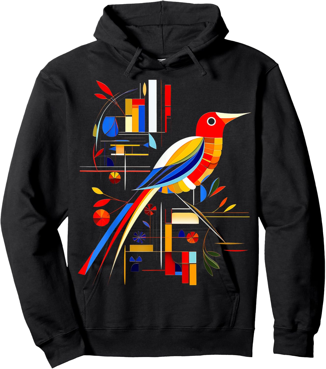 Bird Geometric Animal Zoo Colorful Art Bird Hoodie - Hoodie | Black