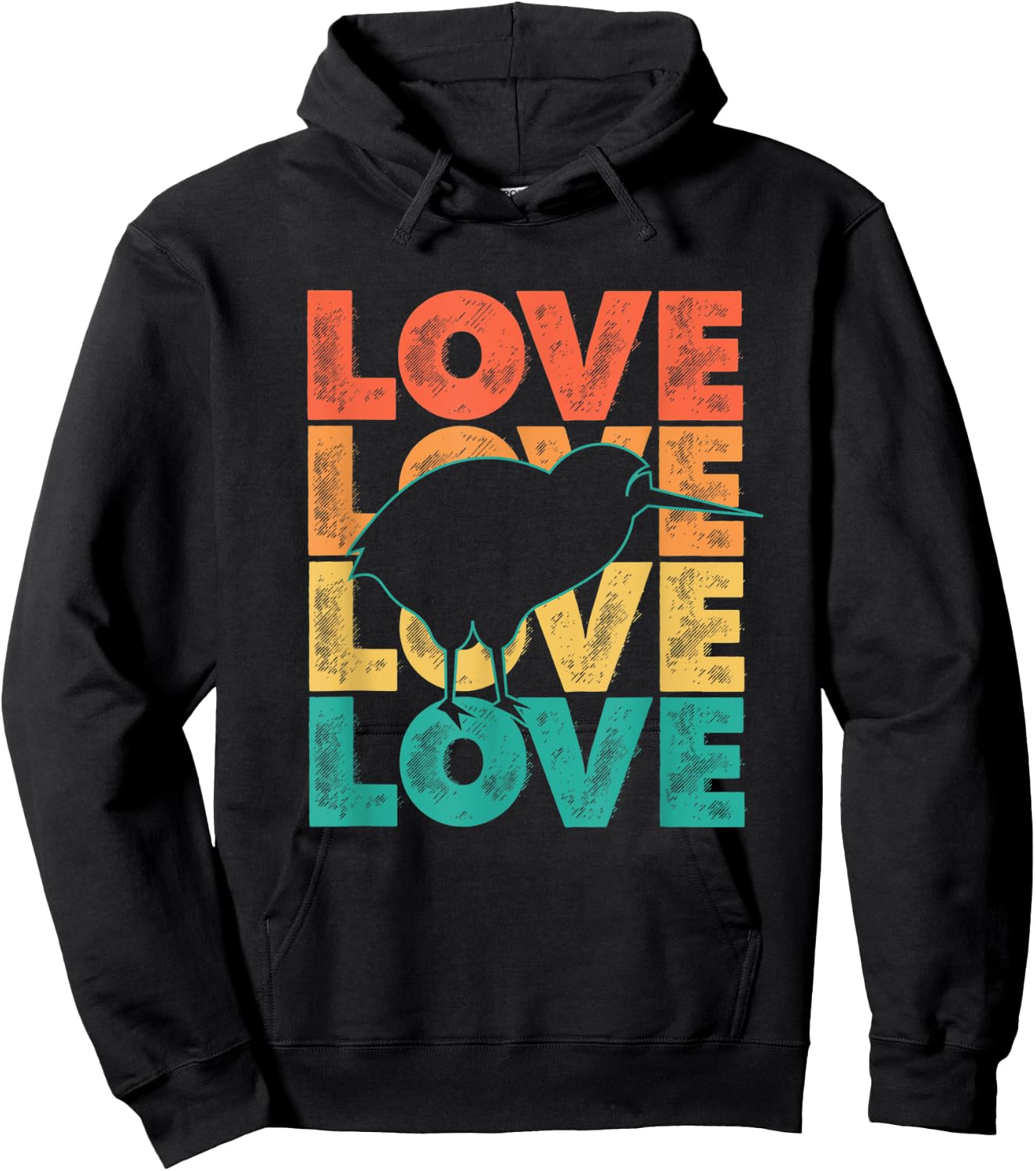 Cute Retro I Love Kiwi Theme Idea For Birds Lovers Hoodie - Hoodie | Black