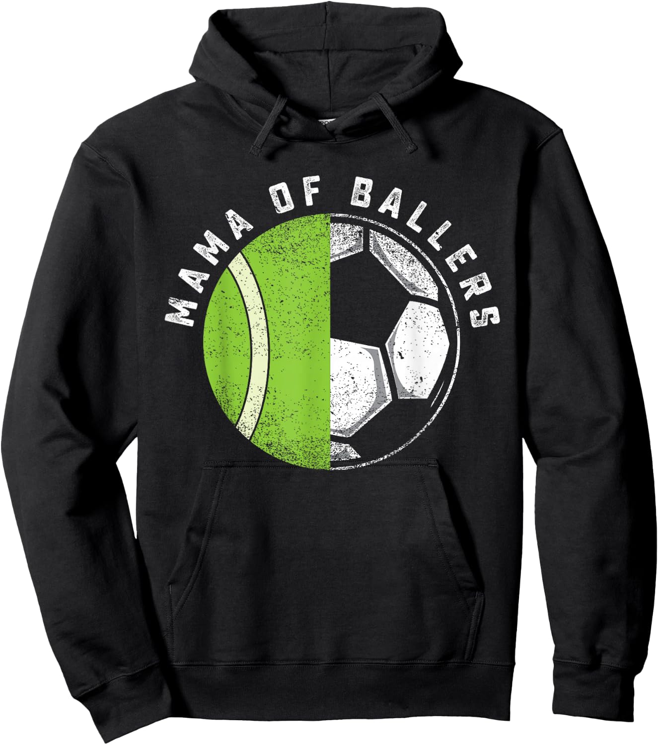 Mama of Ballers Tennis Player Son Soccer Team Daughter Mom Hoodie - Hoodie | Black