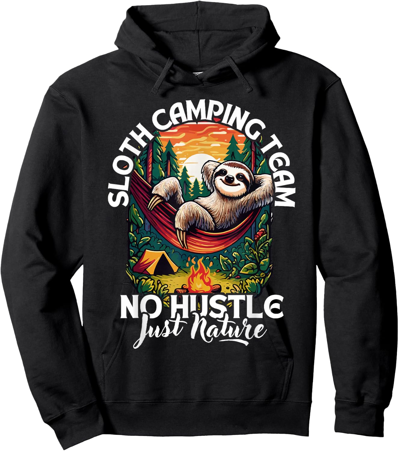 Sloth camping team, funny camping sloth, sloths and camping Hoodie - Hoodie | Black