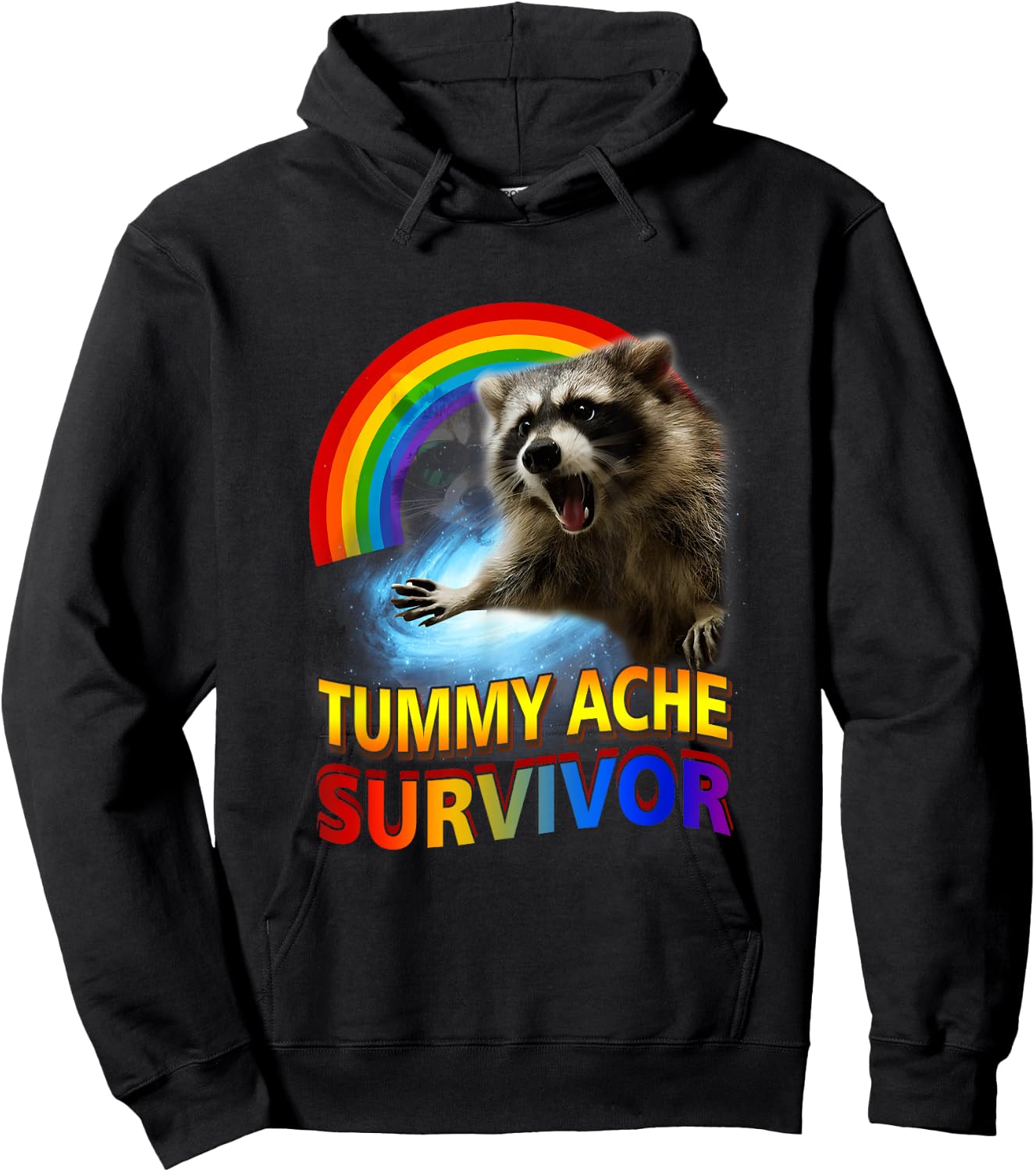 Tummy Ache Survivor Raccoon Unhinged Raccoon Meme Oddly Hoodie - Hoodie | Black