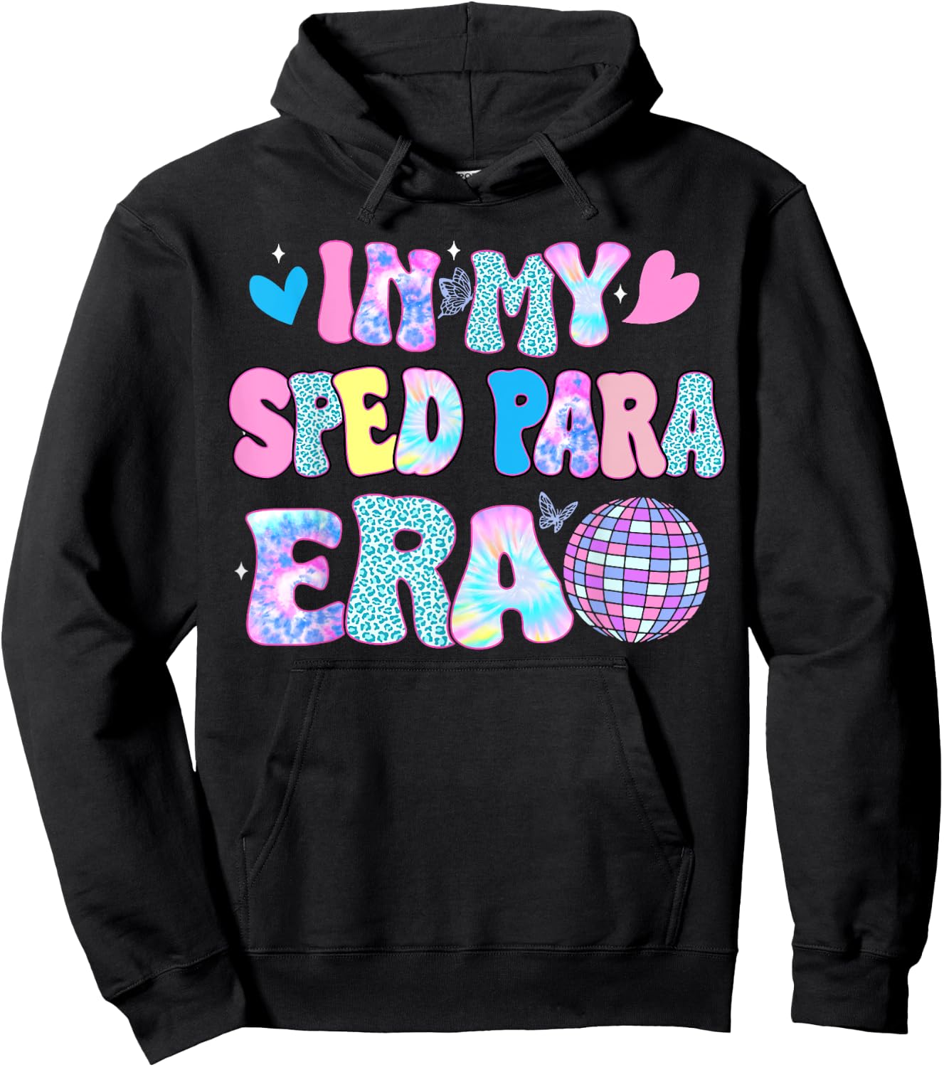Tie Dye Leopard Back to school Gift In My Sped Para Era Hoodie - Hoodie | Black