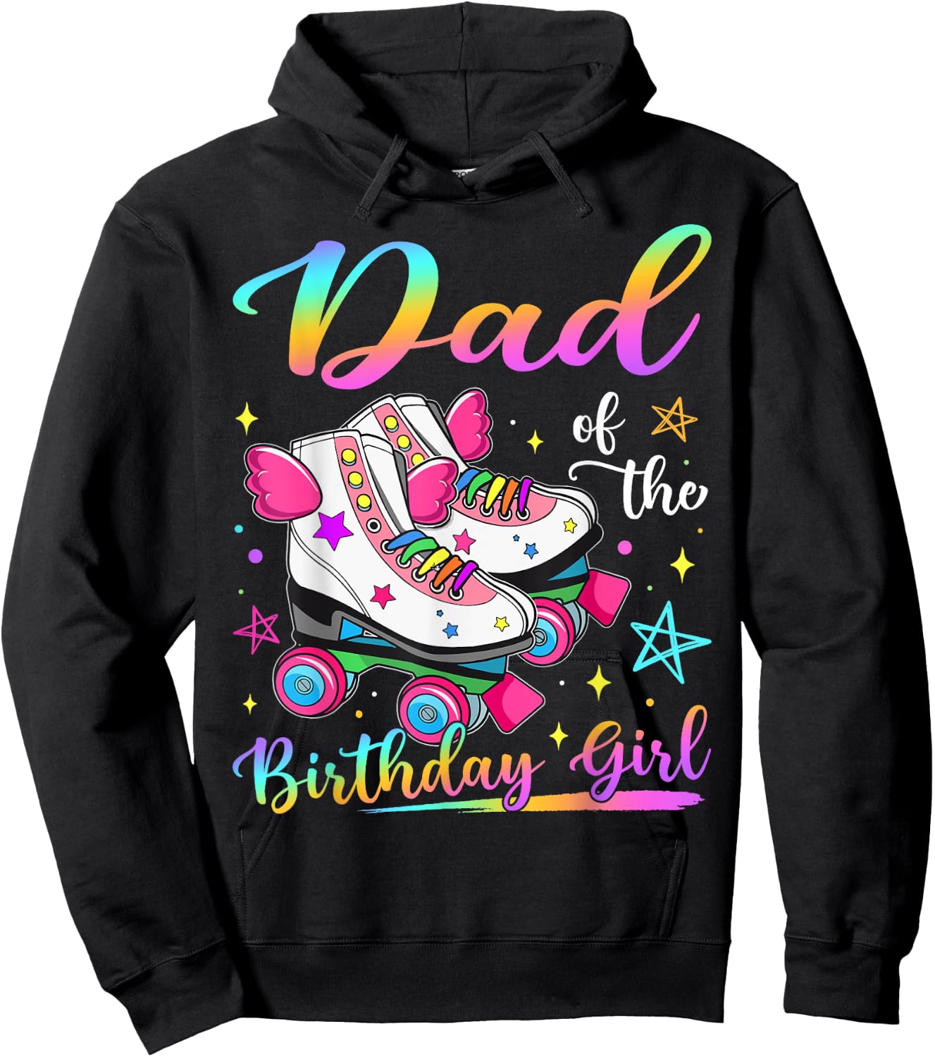 Dad Of The Birthday Girl Rolling Skate Family Matching Hoodie - Hoodie | Black