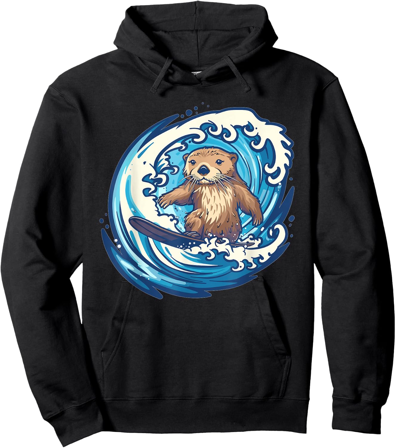 Cute Surfing Sea Otter Hoodie - Hoodie | Black