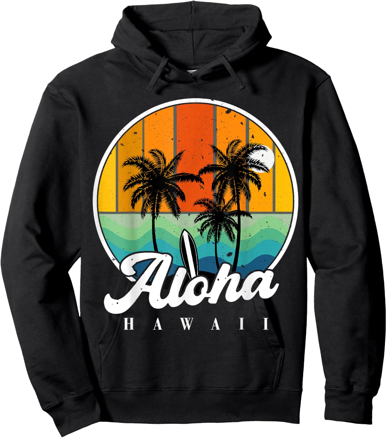 Aloha Hawaii Hawaiian-Shirt Palm Tree Beach Youth Boy Kids Hoodie - Hoodie | Black
