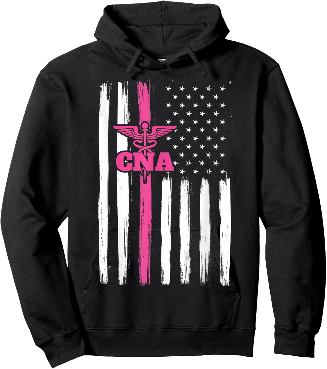 Vintage USA CNA Certified Nurse Assistant American Flag Women Men Hoodie - Hoodie | Black