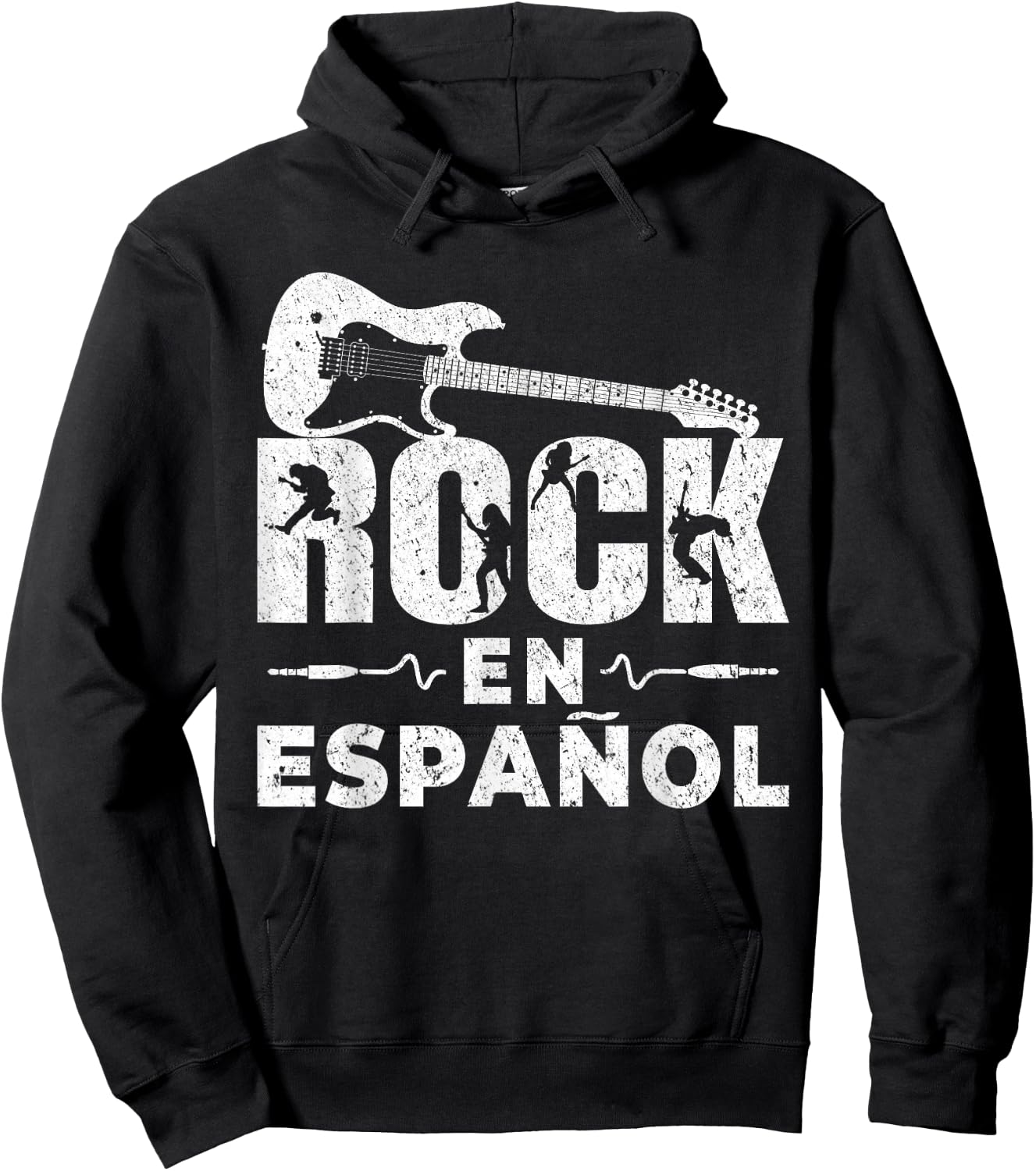 Rock En Español Spanish Music Instrument Electric Guitar Hoodie - Hoodie | Black