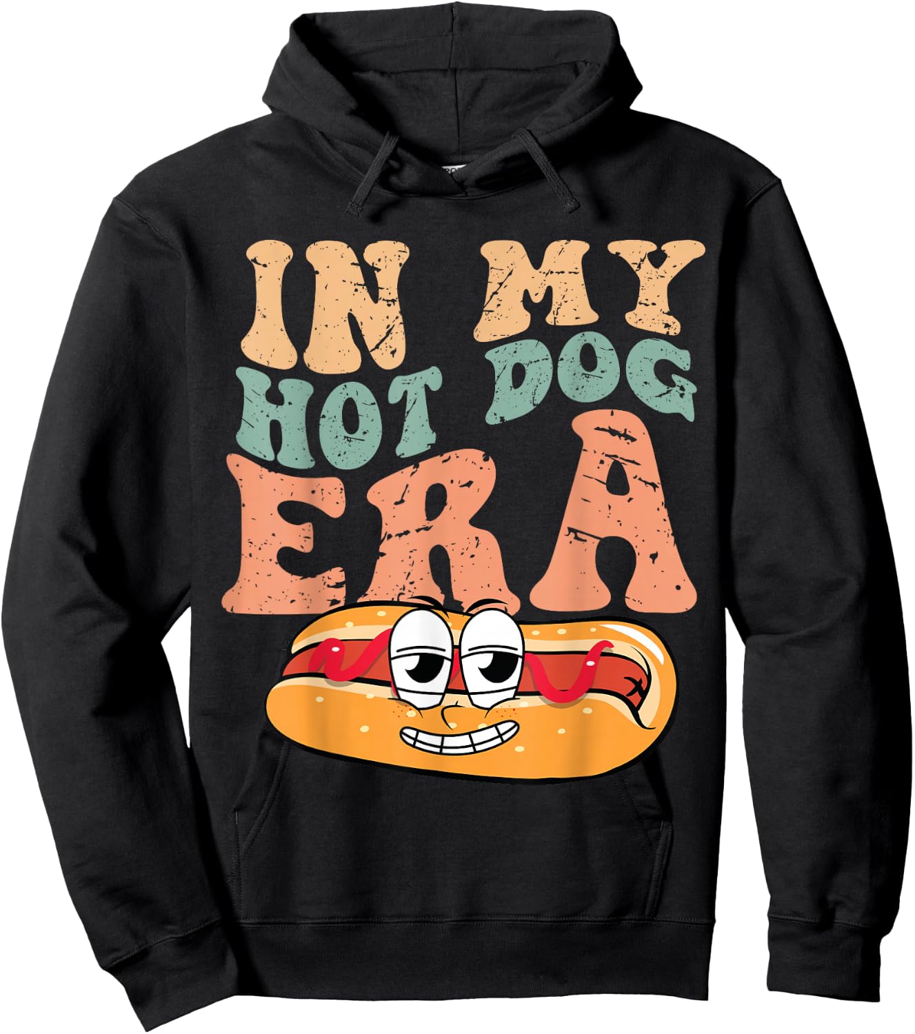 In My Hot Dog Era Eating Hot Dog Vintage Hoodie - Hoodie | Black