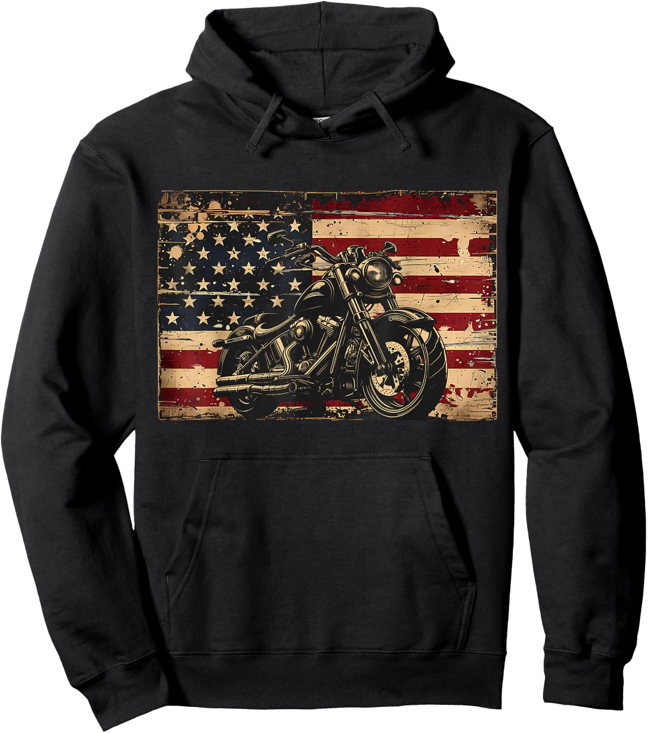American Flag Motorcycle Apparel - Biker Motorcycle Kids Men Hoodie - Hoodie | Black