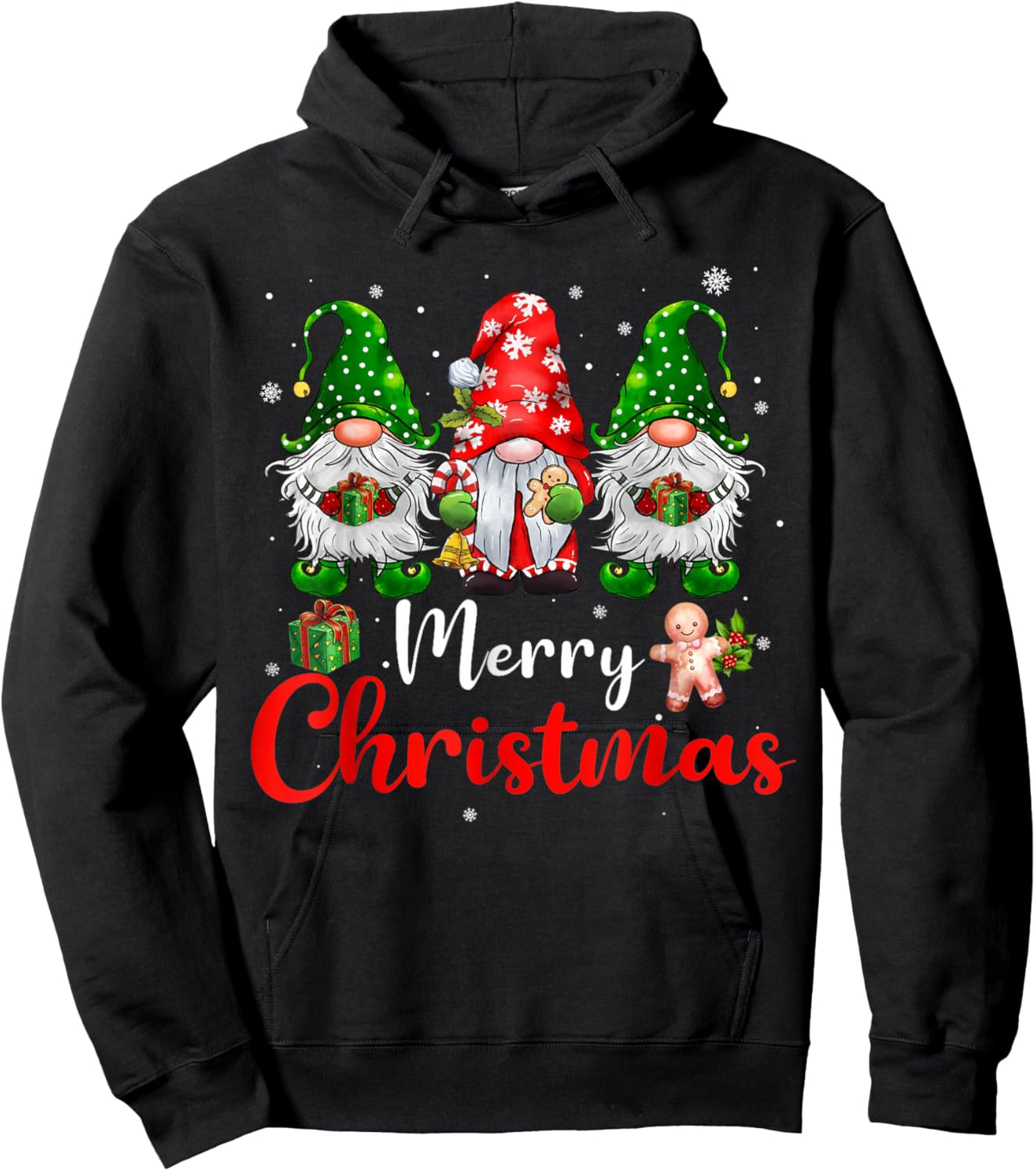 Merry Christmas Gnomes Xmas Family Men Women Hoodie - Hoodie | Black