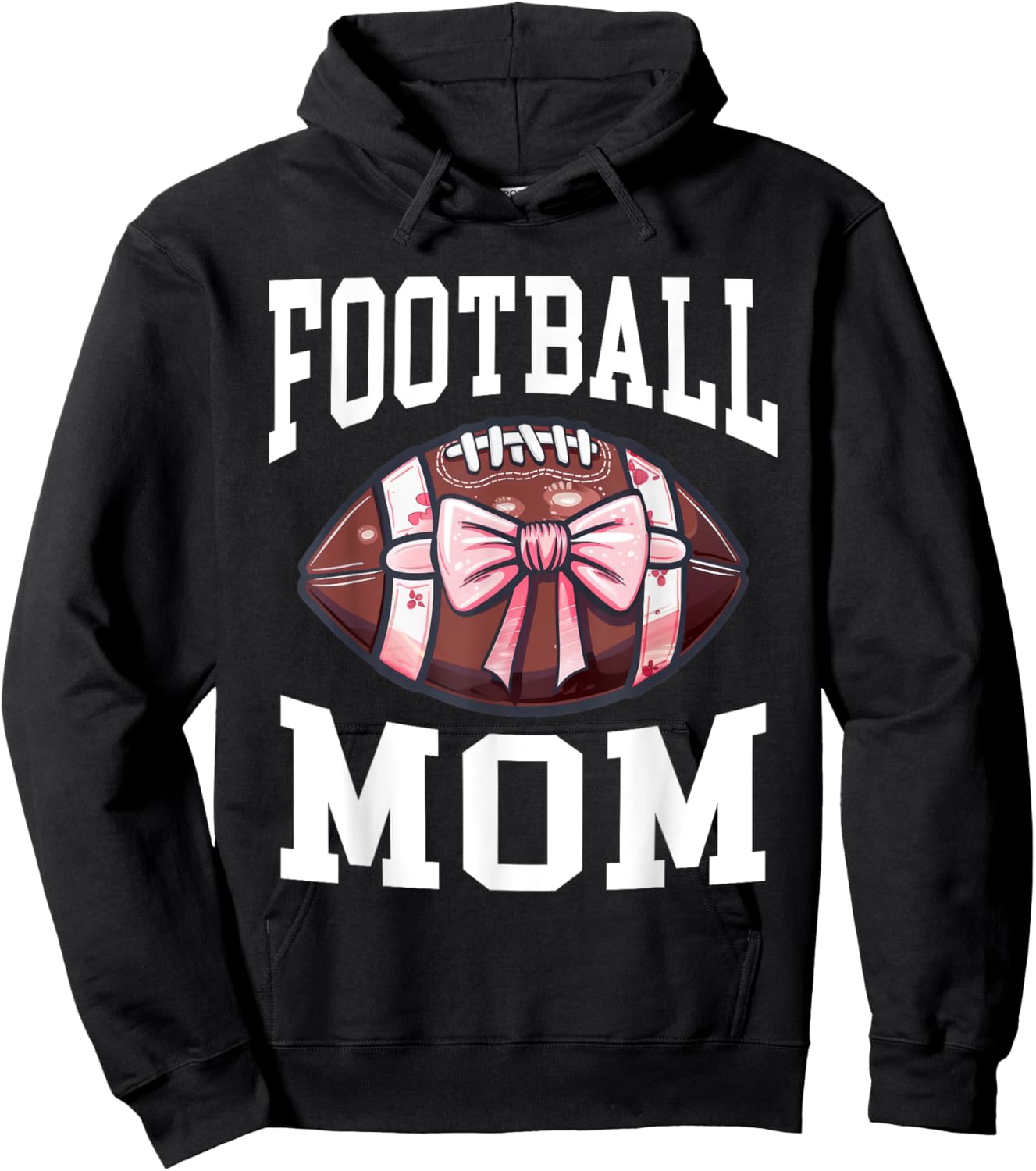 Football Mom Football Bow Hoodie - Hoodie | Black