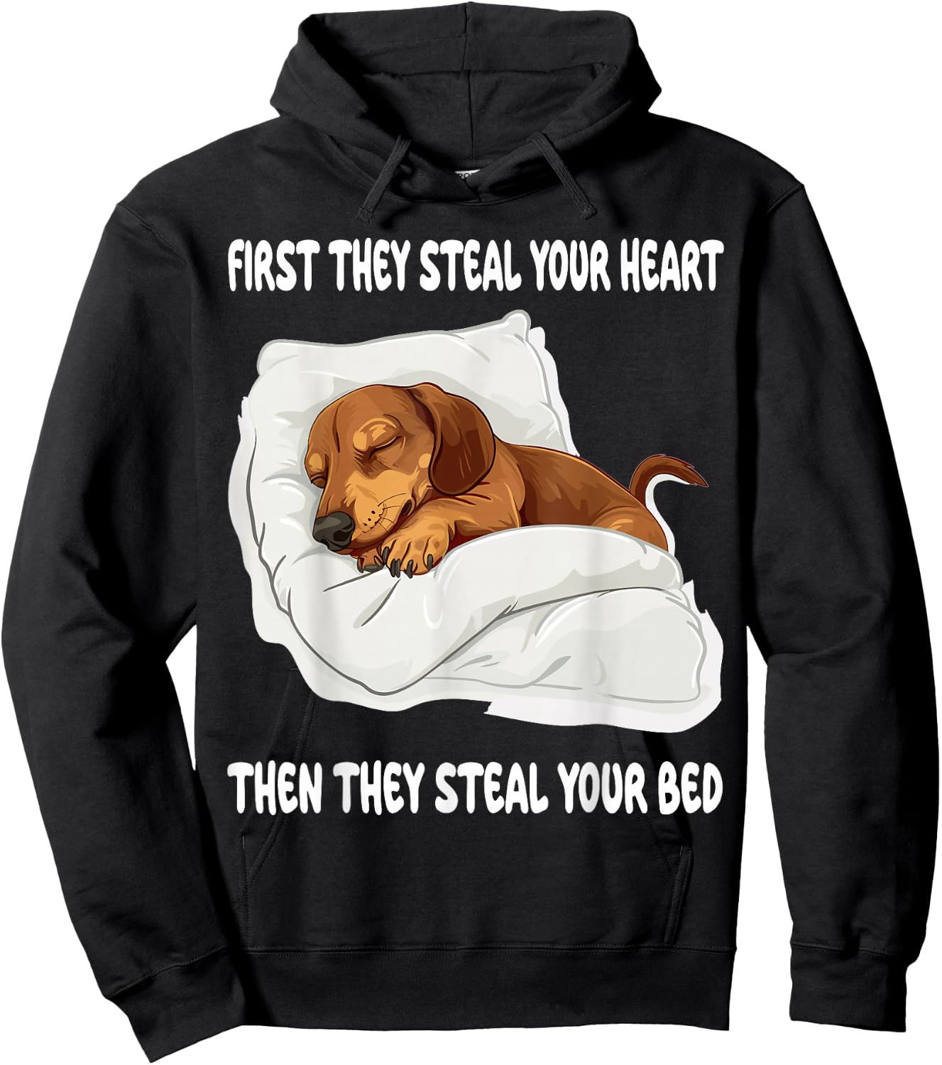 Dachshund Wiener Doxie Sleeping Pajamas Nightgown Hoodie - Hoodie | Black