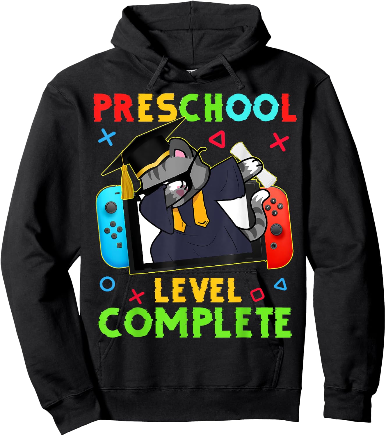 Preschool Level Complete Graduation 2024 PreK Gamer Cat Kids Hoodie - Hoodie | Black