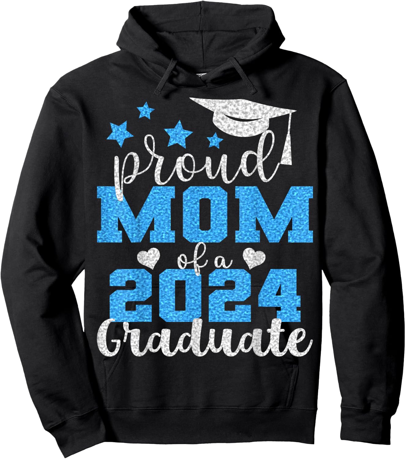 Super Proud Mom of 2024 Graduate Awesome Family College Hoodie - Hoodie | Black