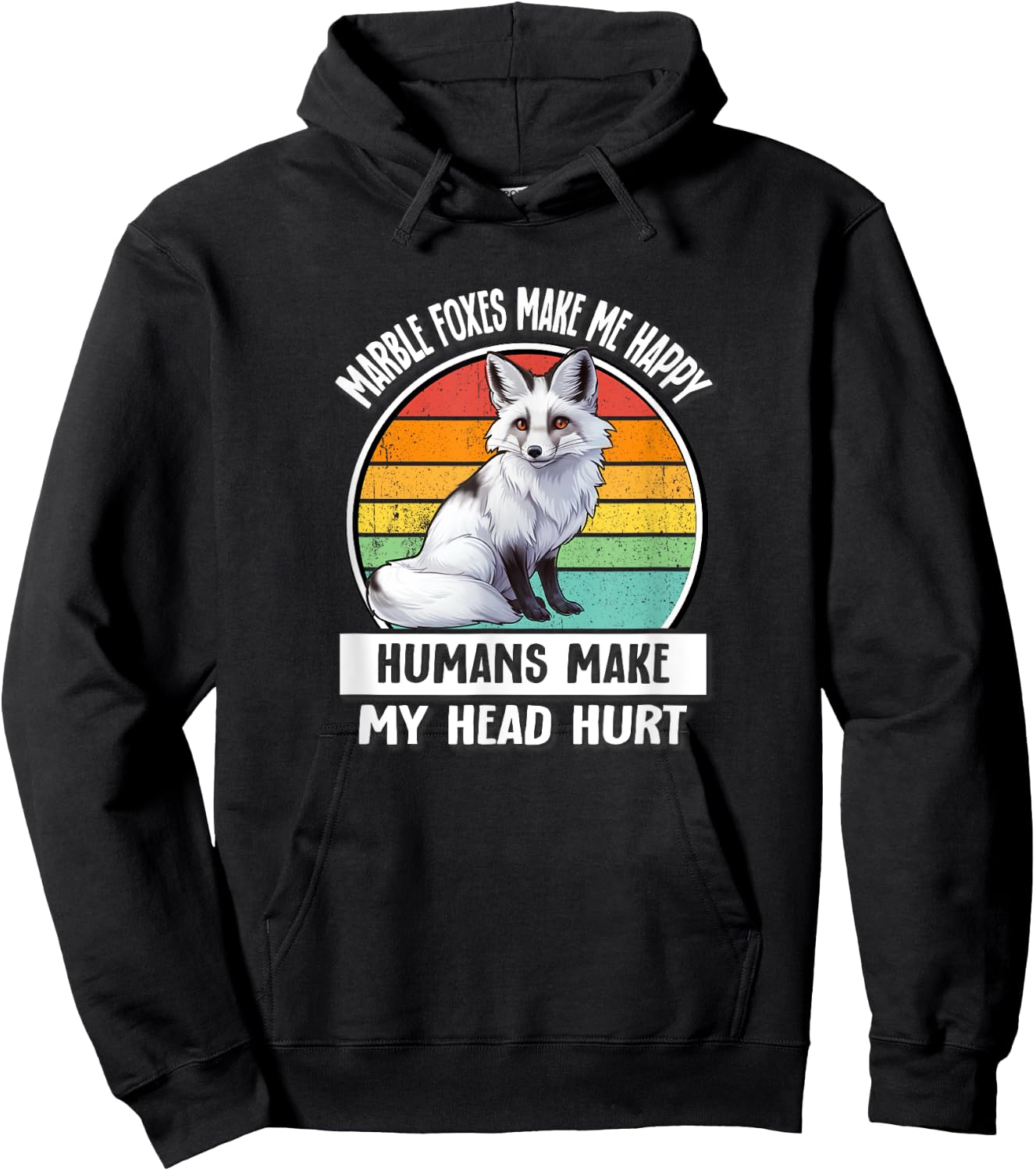 Retro Vintage Humans Hurt My Head Canadian Marble Fox Lover Hoodie - Hoodie | Black