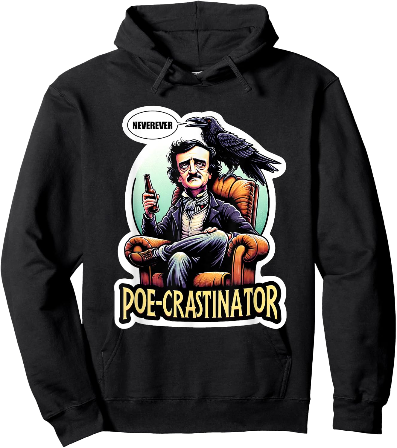 Edgar Allan Poe Funny Poe-crastinator Hoodie - Hoodie | Black