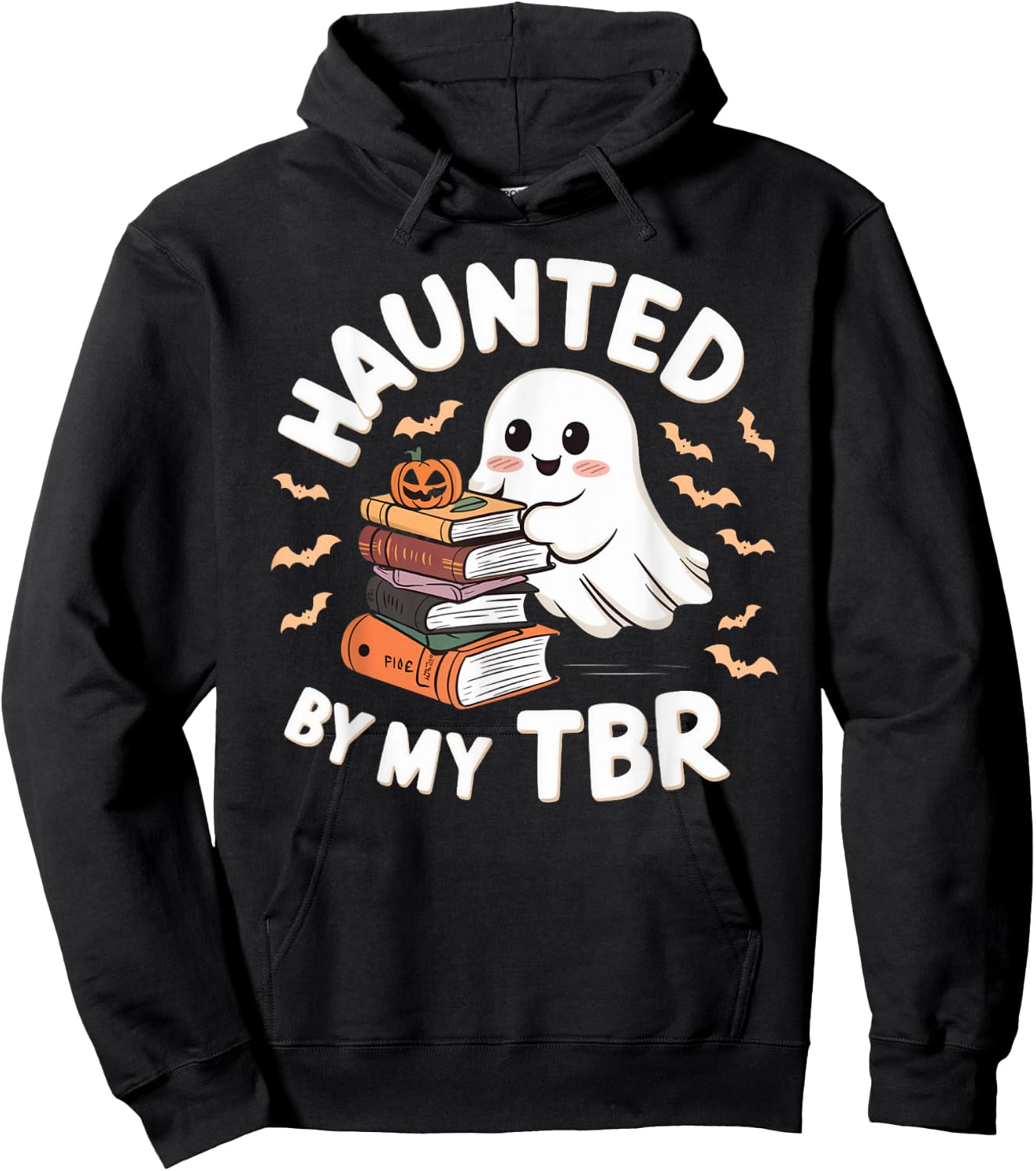 Haunted By My TBR Cute Ghost Book Reading Teacher Halloween Hoodie - Hoodie | Black