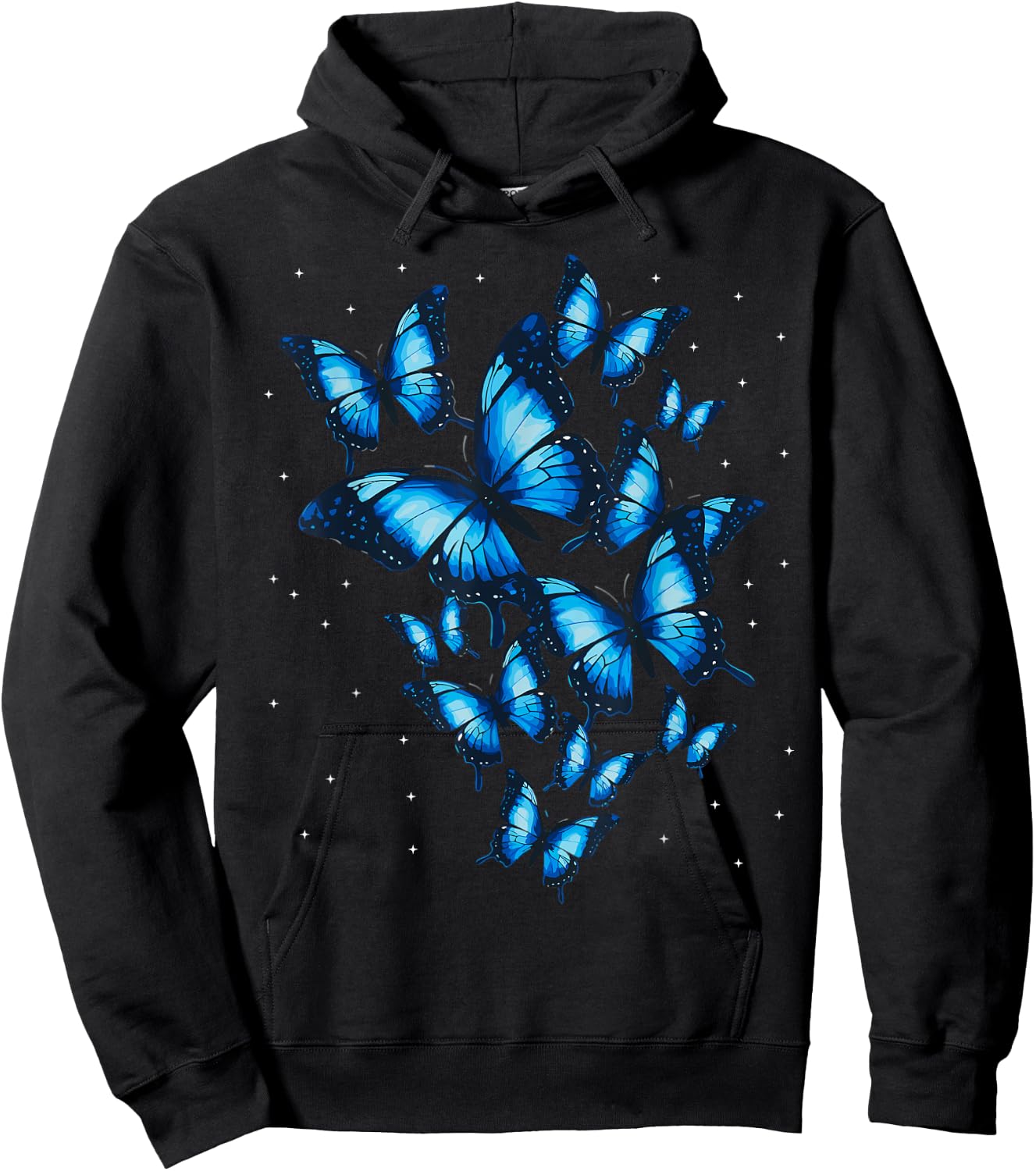 Blue Butterfly Art Beautiful Butterflies Hoodie - Hoodie | Black