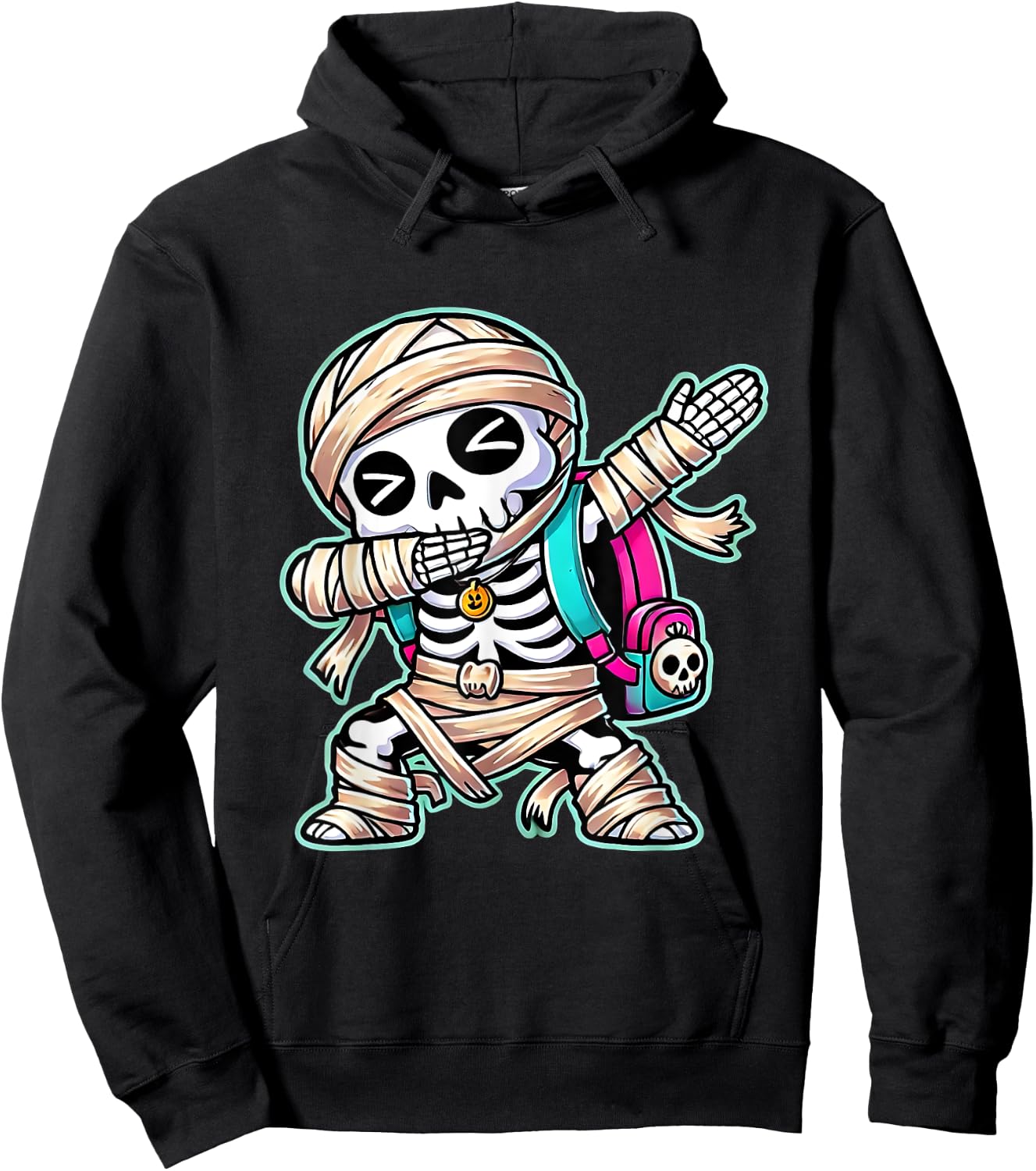 Funny Dabbing Skeleton Dab Costumes Spooky Halloween Mummy Hoodie - Hoodie | Black