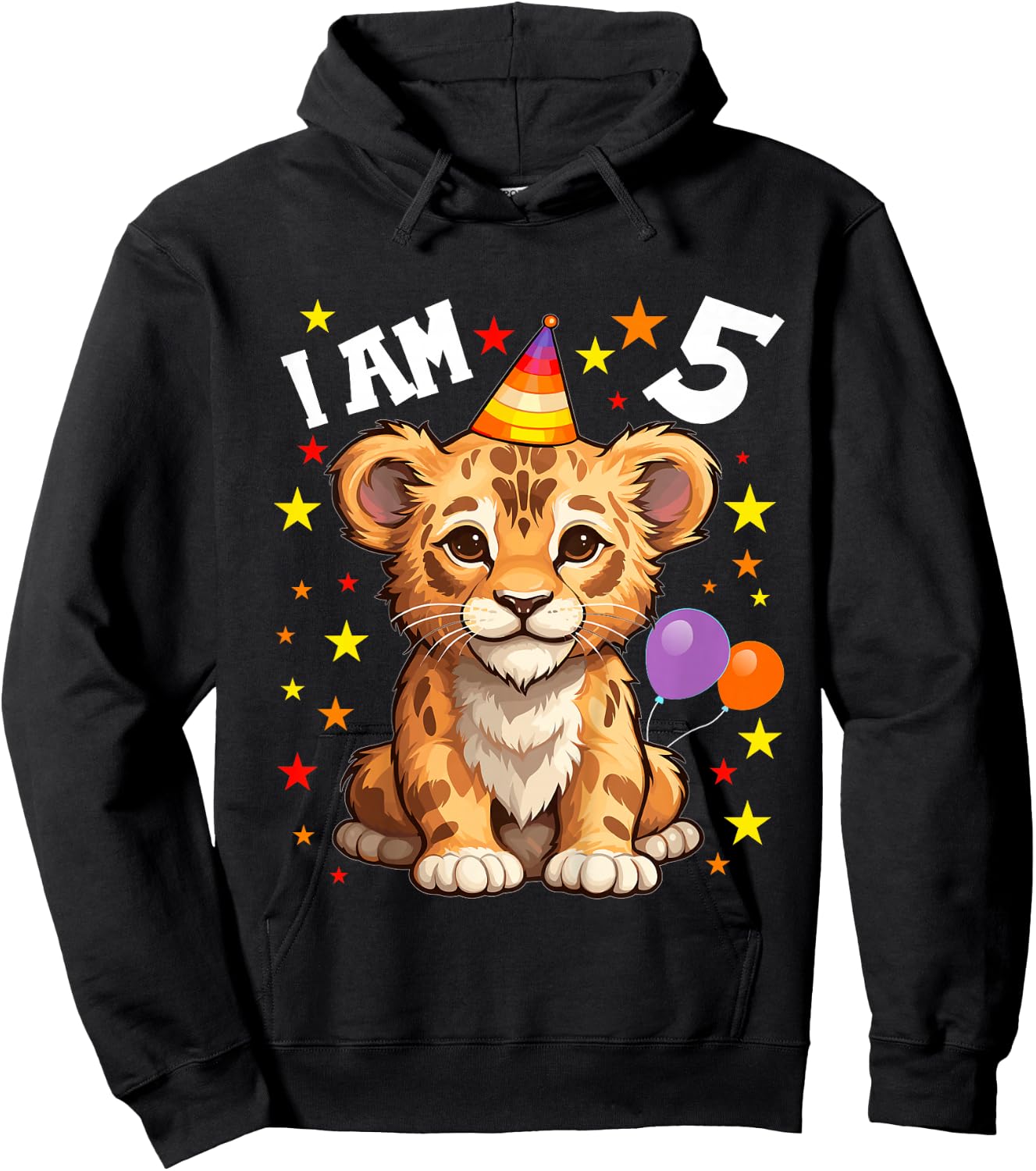 5 Years old Boy and Girl Lions 5th birthday Lion Hoodie - Hoodie | Black