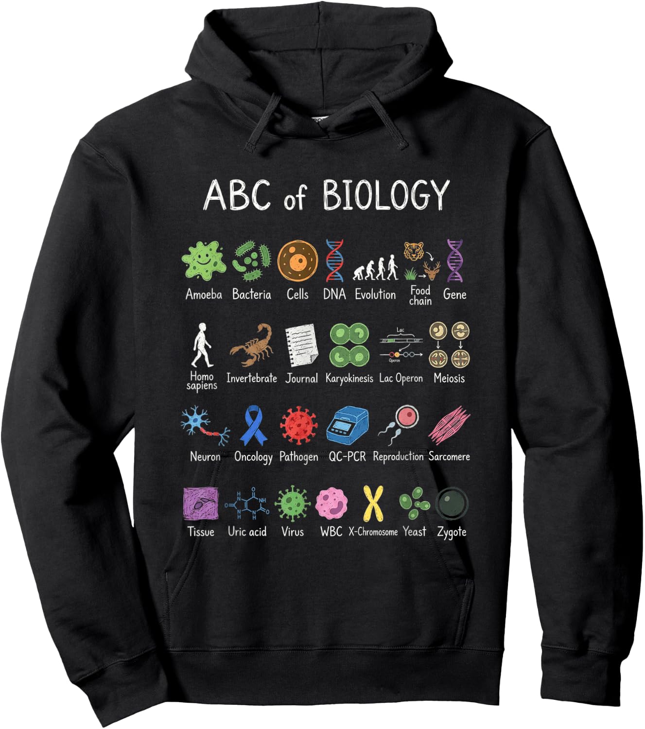 Biology Alphabet Science Education Teacher Student Chart Hoodie - Hoodie | Black