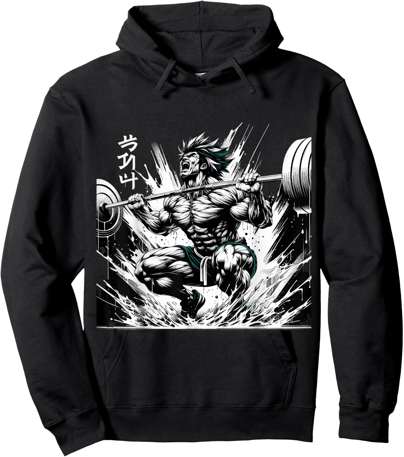 Muscle Manga Warriors - Anime Fitness Vector Design Hoodie - Hoodie | Black