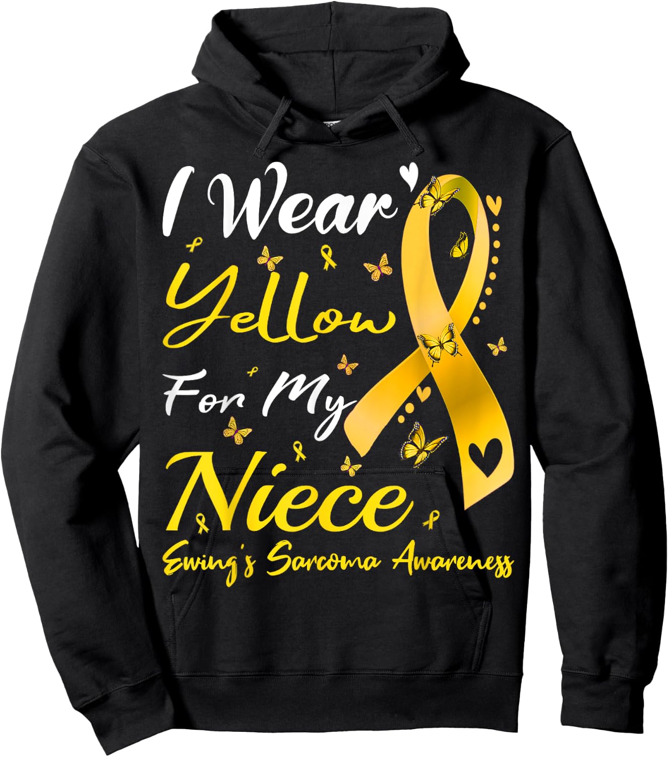 I Wear Yellow For My Niece Ewing Sarcoma Cancer Awareness Hoodie - Hoodie | Black