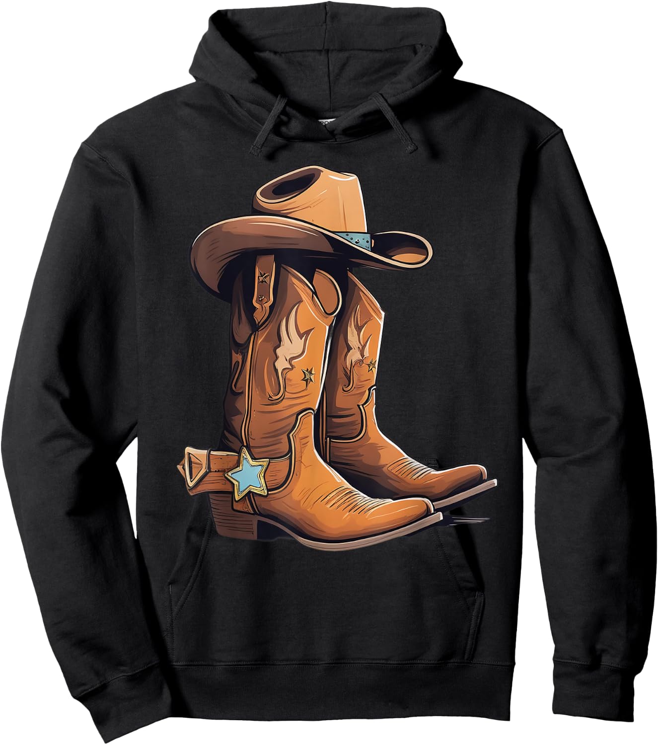 Cowboy Boots Sheriff star Sheriff badge Outfit Hoodie - Hoodie | Black