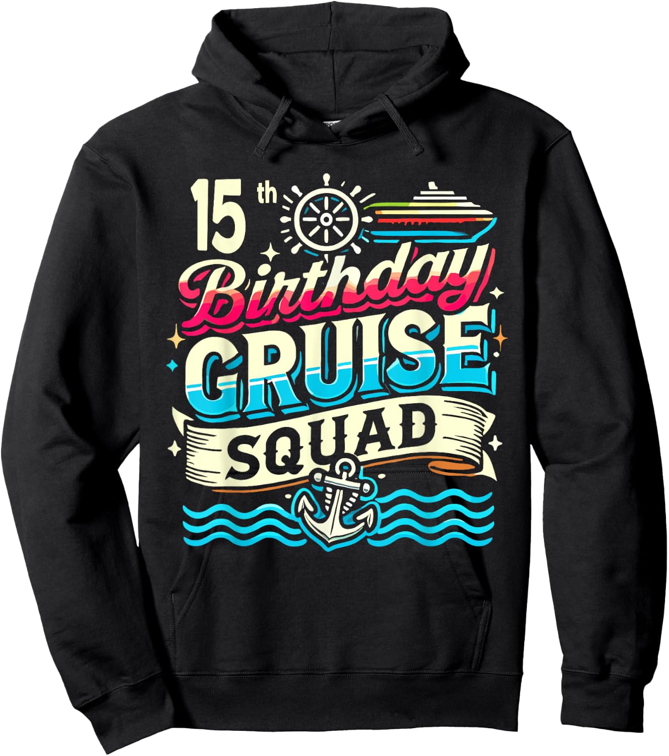 15th Birthday Cruise Squad, Family Cruise 2024 Hoodie - Hoodie | Black
