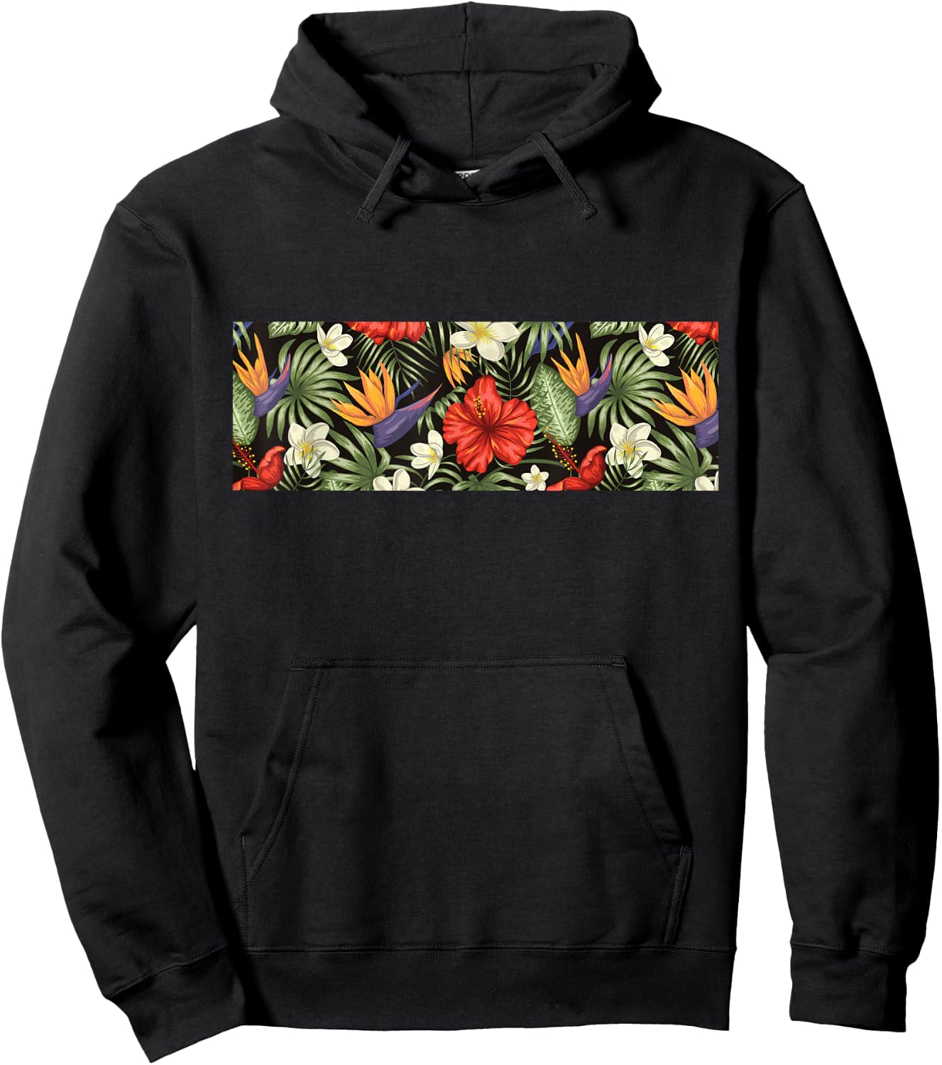 Tropical Flower Pattern Hibiscus Plumeria Flower Hawaiian Hoodie - Hoodie | Black