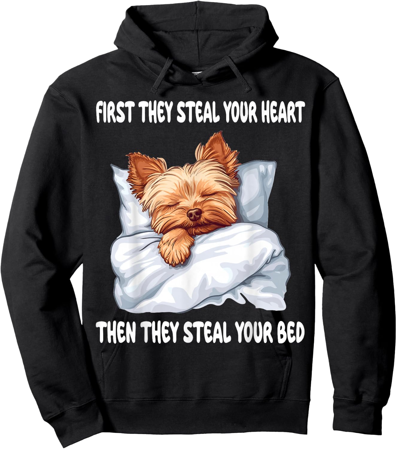 Yorkshire Terrier Yorkie Sleeping Pajamas Nightgown Hoodie - Hoodie | Black