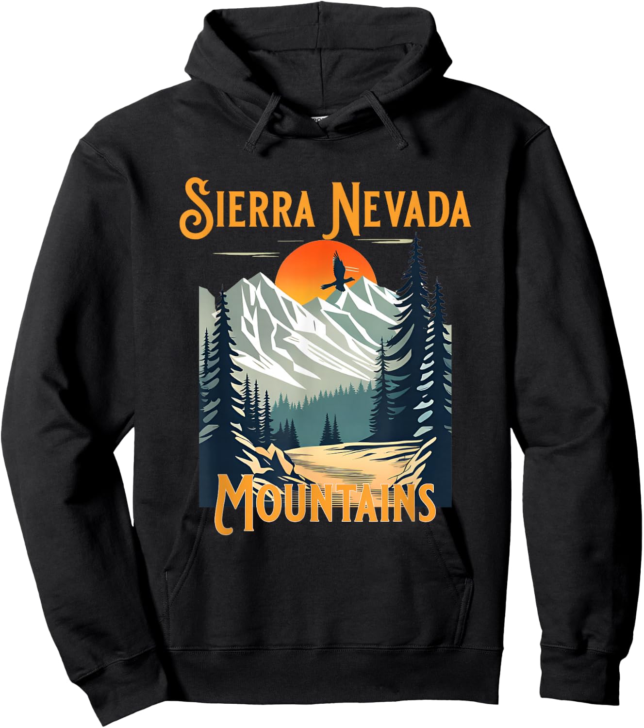 Vintage Sierra Nevada Mountains Souvenir Hiking Hoodie - Hoodie | Black
