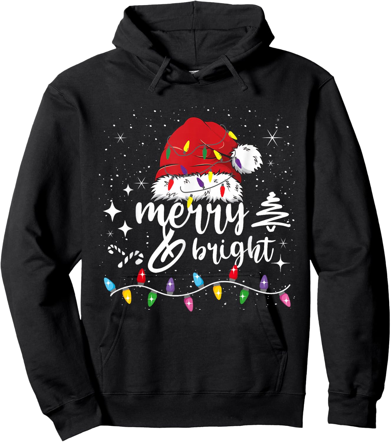 Merry And Bright Christmas Lights Xmas Women Kids Hoodie - Hoodie | Black
