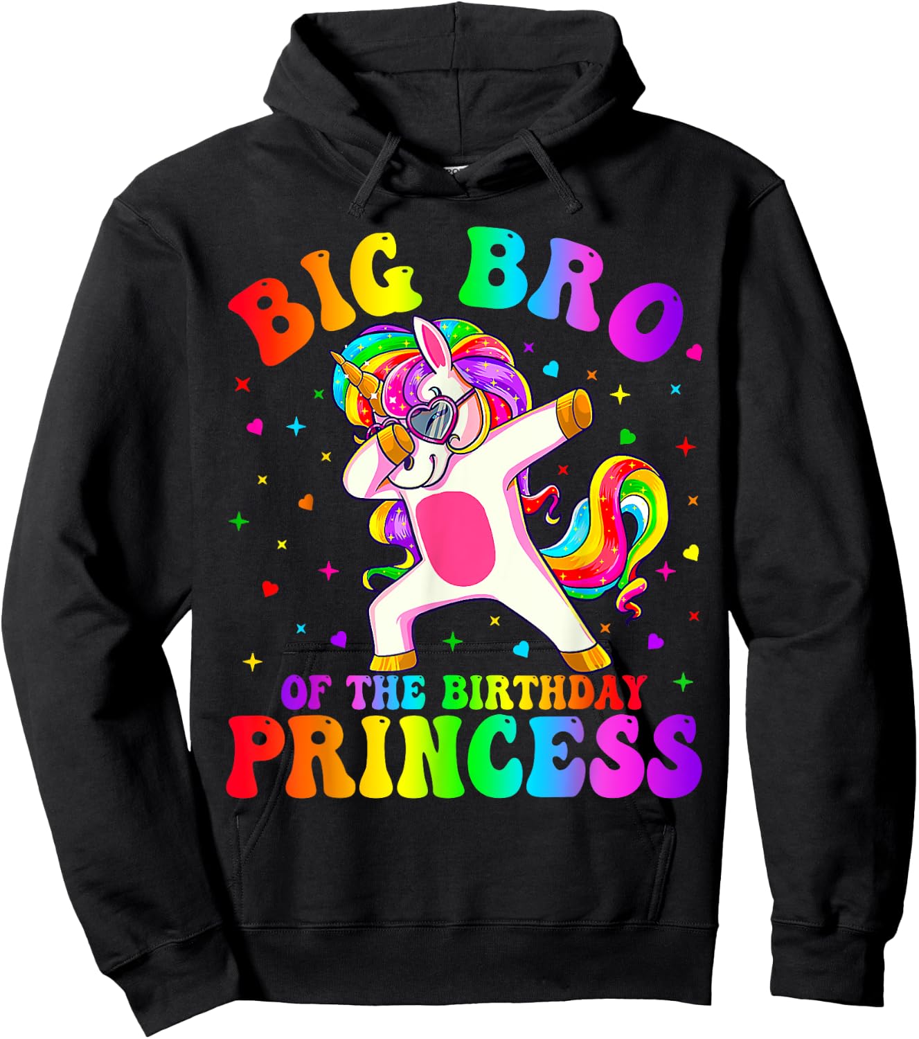 Big Brother of the Birthday Princess Girl Dabbing Unicorn Hoodie - Hoodie | Black