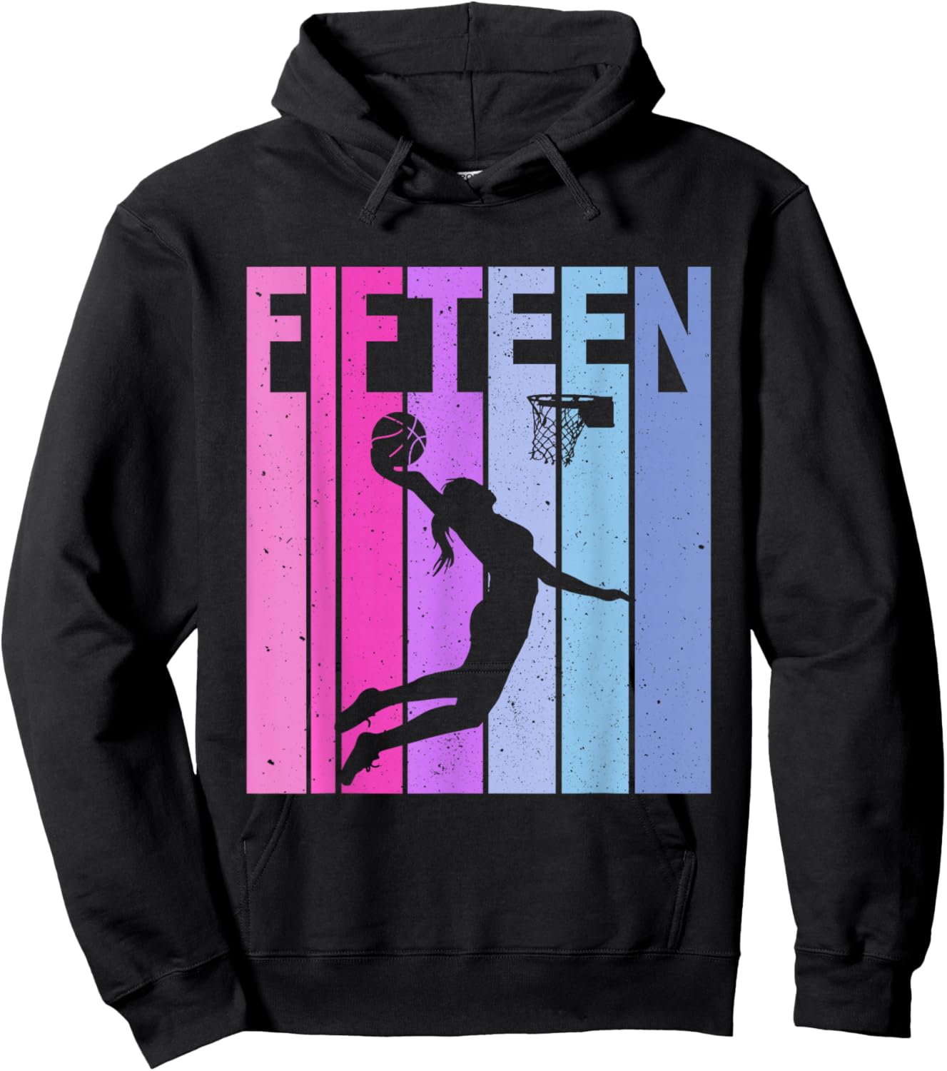 Vintage 15th Birthday Basketball 15 Year Old Girl Party Hoodie - Hoodie | Black