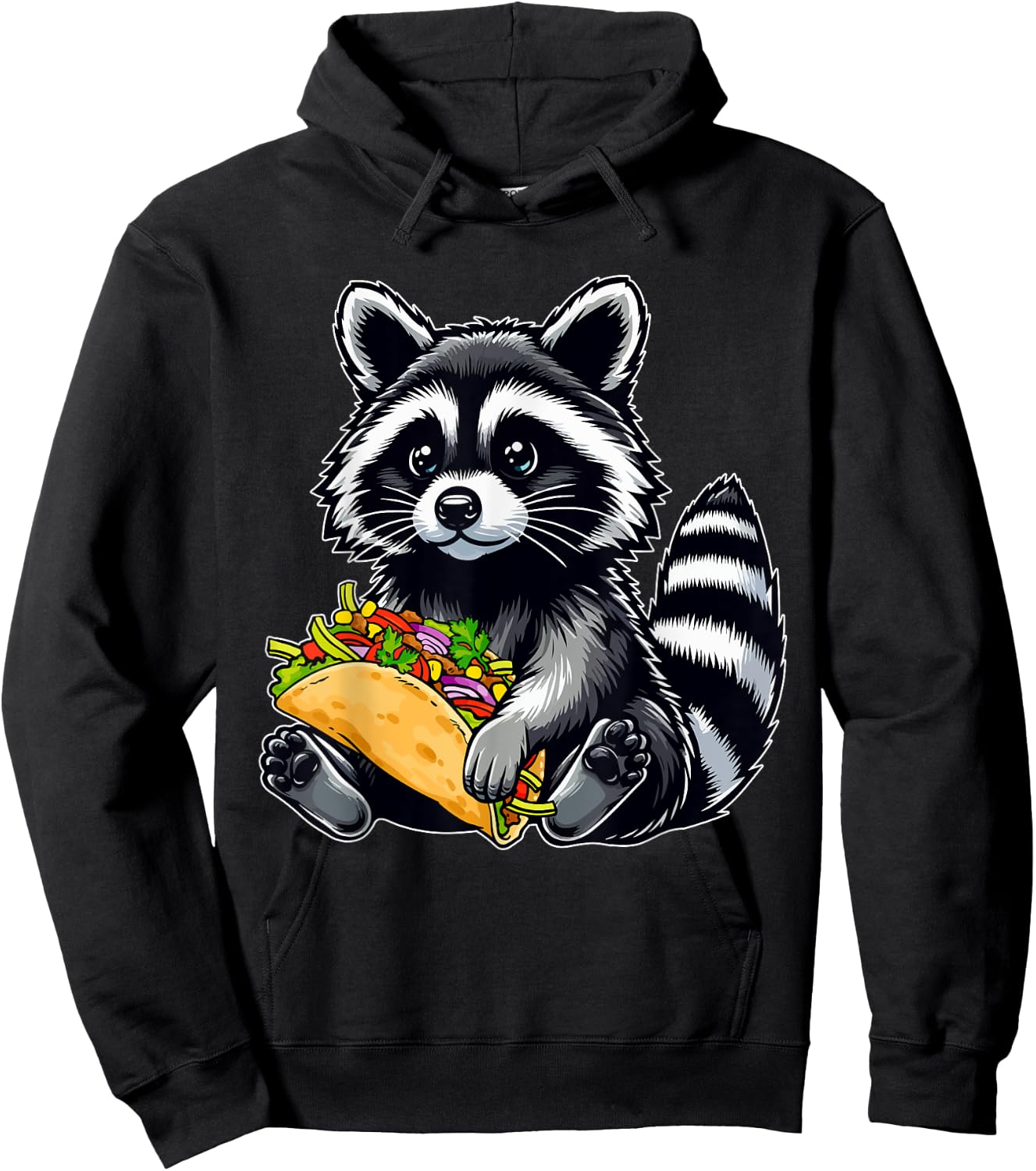 Raccoon Holding Taco Matching Zoo Animal Food Lover Kids Hoodie - Hoodie | Black
