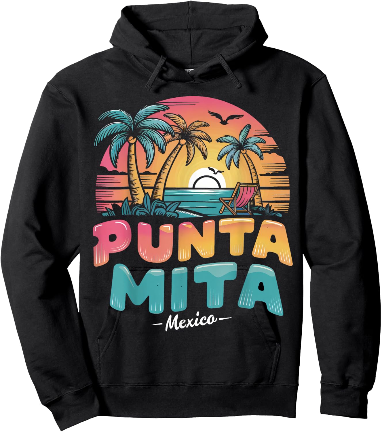 Punta Mita Mexico Tropical Sunset beach Souvenir Vacation Men Women Kids Hoodie - Hoodie | Black