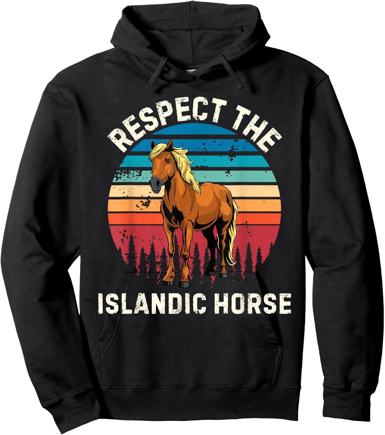 Retro Respect The Islandic Horse Vintage Islandic Horse Hoodie - Hoodie | Black